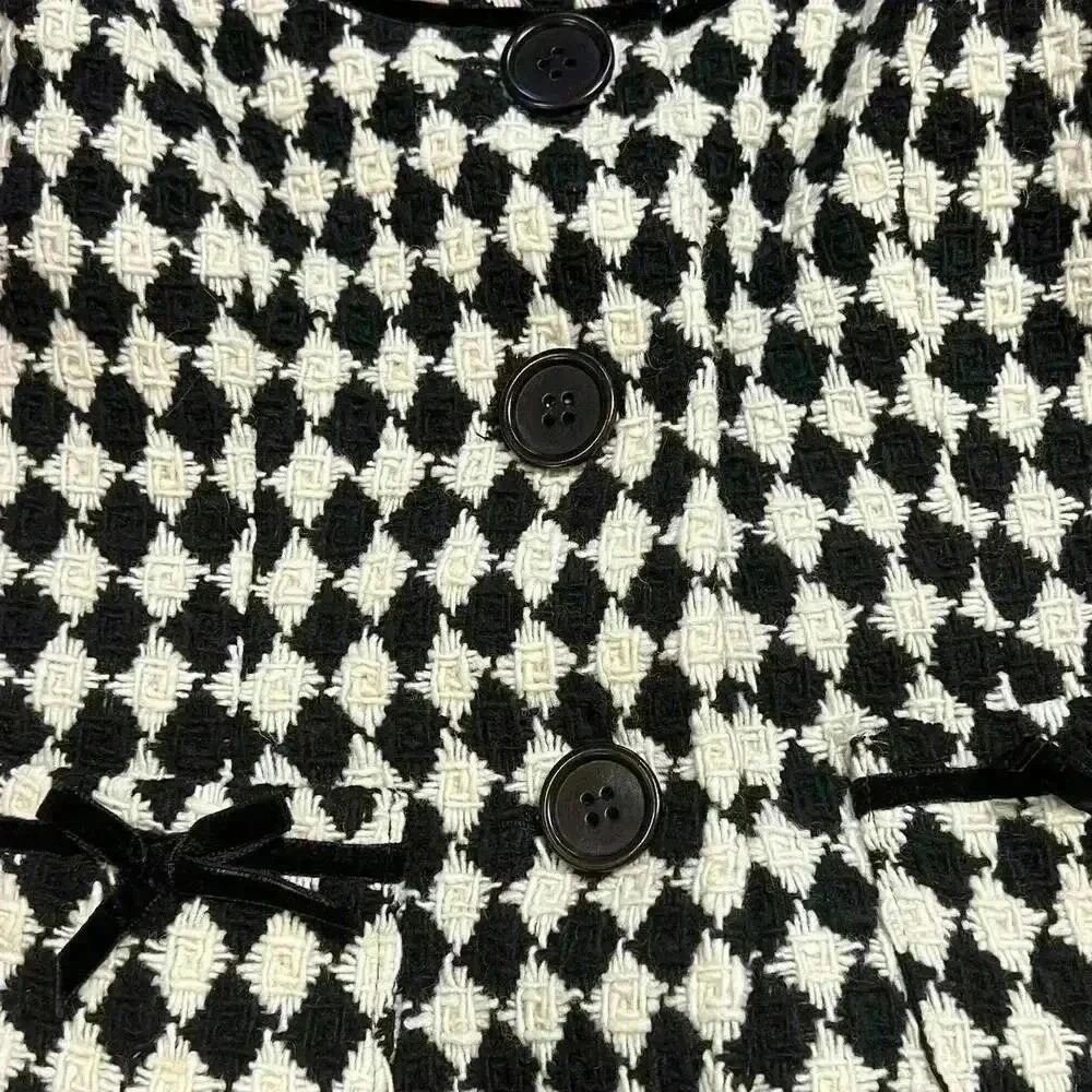 Trina Turk Wool Blend Jacket Size 4 Tweed Preppy Velvet Trim Bows Chic Career - Picture 8 of 10